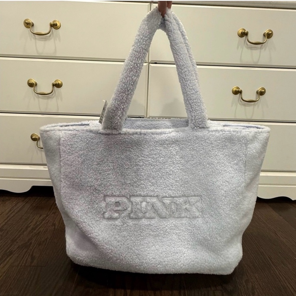 PINK Victoria's Secret blue Sherpa Tote Bag